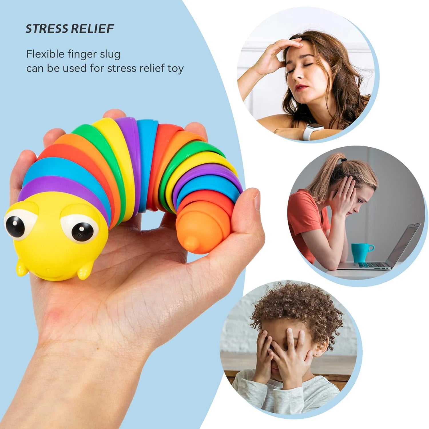 Sensory Slugs Caterpillar Toys, Autism and Stress Relieving Sensory Toys, Stress Relieving Shark Twist Music